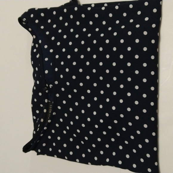 Talbots Ruffle Polka Dot Navy Blue & White Pull Over Oversized Top Size XS #W890 - Picture 10 of 10